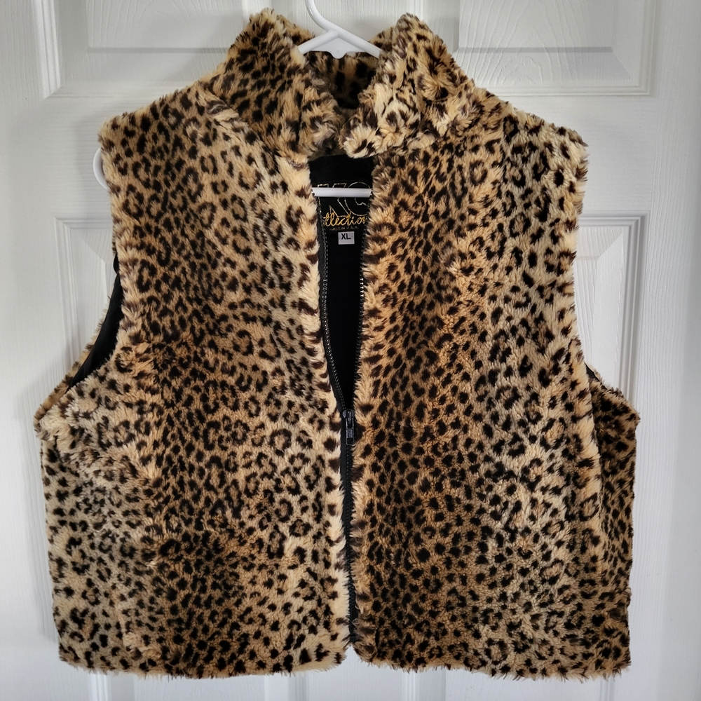 Leopard Print Faux Fur Vest